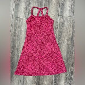 Prana Pink Medallian Mandala Print Tiered Patterned Athletic Dress Built in Bra
